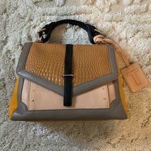 Tory Burch Multicolor Croc Embossed Leather Top Handle Bag